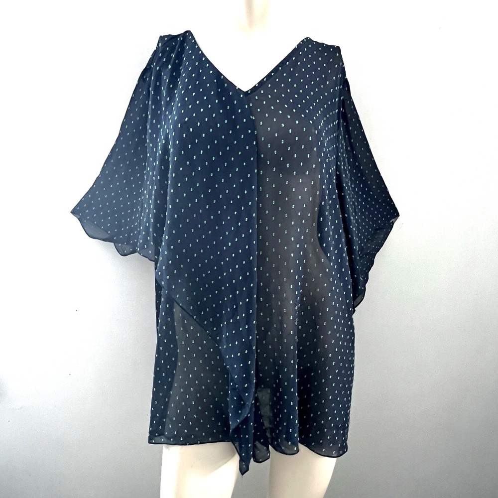 Catherines Womens Blouse 2X Boho Fairy Coquette Sheer Y2K Flirty Flow Summer Art